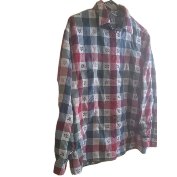 VTG Alfred Dunner Top Womens 16W Folksy Plaid Embroidered Western Button Up - Picture 2 of 4